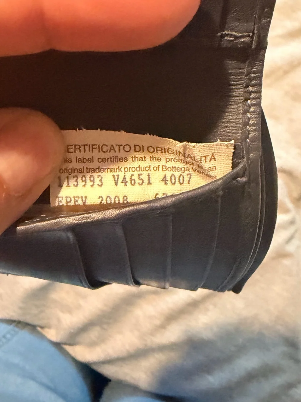 Bottega Veneta Men’s Dark Navy Intrecciato Bi-Fold Card Wallet